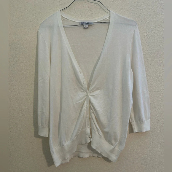 PENDLETON Cotton Women’s Cardigan Sweater Button V-Neck Lightweight White Sz M - Picture 1 of 8